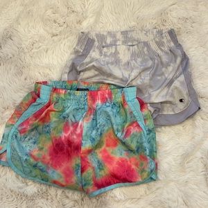 2 pairs of girls large Champion athletic shorts
